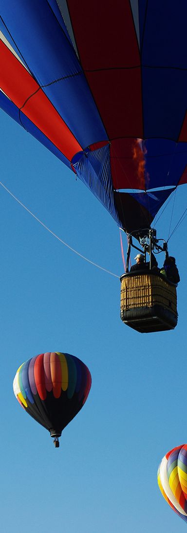 Hot air balloons in flight.